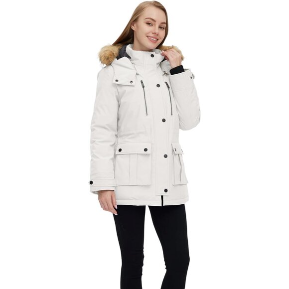 Women's Quilted Winter Coat Warm Puffer Jacket Thicken Parka with Removable Hood - Picture 3 of 6